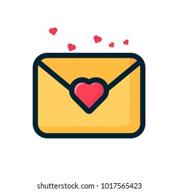 letter love icon filled outline massage valentine