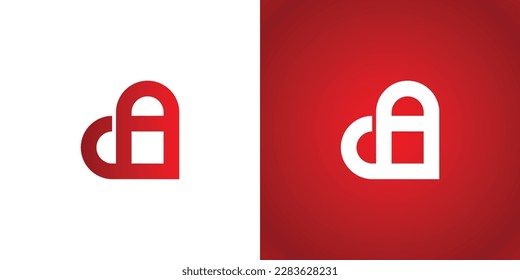 Letter A love icon logo design template