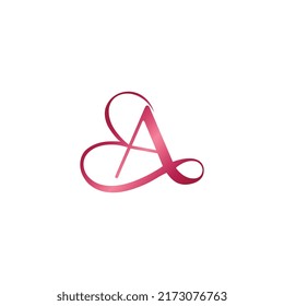 letter a love logo , alphabet a logo design, vector template 