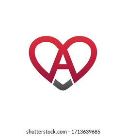 
Letter a with love logo design
