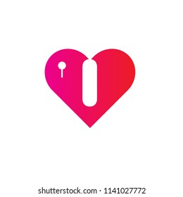 Letter i Love Logo Design Element