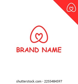 Letter A Love Logo Monoline