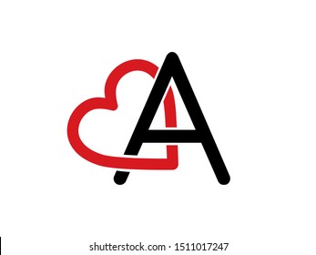 Letter A love logo or symbol template design