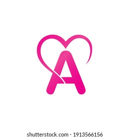 Letter A and Love Logo Template design vector