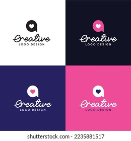 Lettre A Love signe vectoriel, icône Coeur, logotype d'idée Espace Négatif, Ok logo passion design style minimaliste moderne
