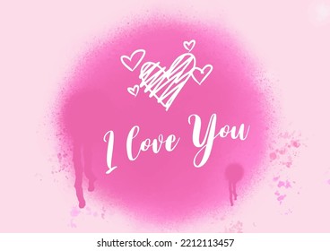 letter i love you vector template with spray paint pink background 