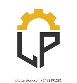 Letter LP Gear Logo Design for Service Center, Repair, Factory, Industrial, Digital and Mechanical Business