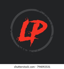 Letter LP with grunge texture logo design