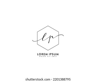 Letter LP Initial handwriting logo with signature and hand drawn style.