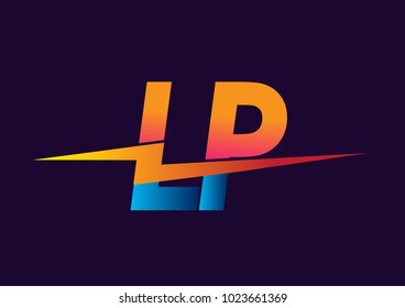 Letter LP logo with Lightning icon, letter combination Power Energy Logo design for Creative Power ideas, web, business and company.
