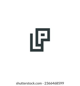 letter LP or PL logo template in flat design