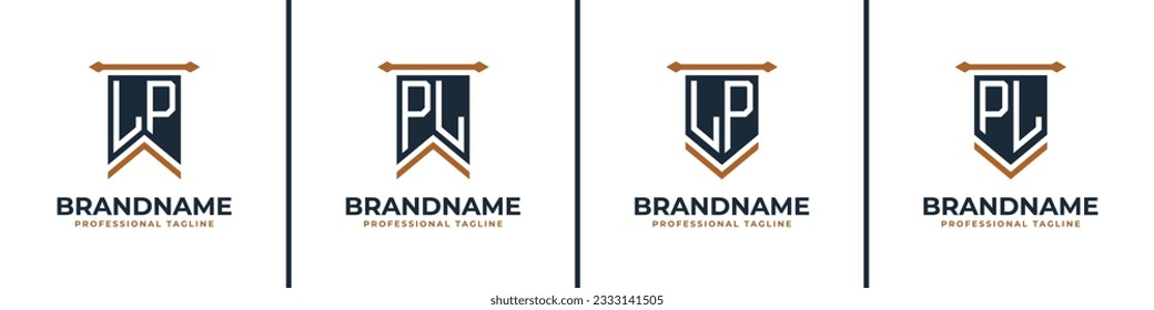 Letter LP and PL Pennant Flag Logo Set, Represent Victory. Suitable for any business with LP or PL initials.