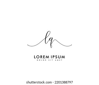Letter LQ Initial handwriting logo with signature and hand drawn style.