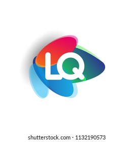 Letter LQ logo with colorful splash background, letter combination logo design for creative industry, web, business and company.
