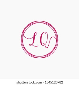 Letter LQ logo template. Creative fashion logo design, couple letter , beauty icon. Initial handwriting or handwritten logo for identity. Logo with hand drawn style. wedding concept -vector