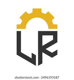 Letra LR Gear Logo Diseño para Centro de Servicio, Reparación, Fábrica, Industrial, Negocio Digital y Mecánico