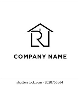 Letter Lr Home Logo Design Stock Vector