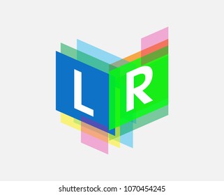 Letter LR logo with colorful geometric shape, letter combination logo design for creative industry, web, business and company.