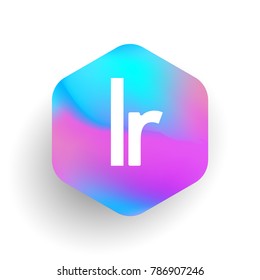 Letter LR logo in hexagon shape and colorful background, letter combination logo design for business and company identity.
