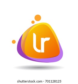 Letter LR logo in triangle splash and colorful background, letter combination logo design for creative industry, web, business and company.