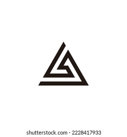 Letter LS connect, triangle line geometric symbol simple logo vector