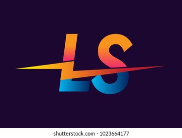 Letter LS logo with Lightning icon, letter combination Power Energy Logo design for Creative Power ideas, web, business and company.