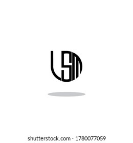 Ilustración de la plantilla del vector de diseño del logotipo inicial de LSM de carta