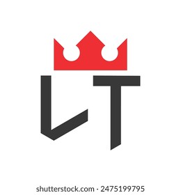 Letter LT Crown Logo. Crown on Letter LT Logo Design Template