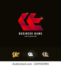 Letter Lt or Ct monogram logo with grid method design