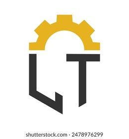 Letter LT Gear Logo Design for Service Center, Repair, Factory, Industrial, Digital and Mechanical Business