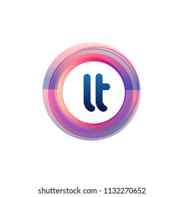 Letter LT logo with colorful circle, letter combination logo design with ring, circle object for creative industry, web, business and company.