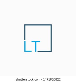 Letter LT Logo design with square frame line art. business consulting concept. studio,room,group icon. Suitable for business, consulting group company. - vector