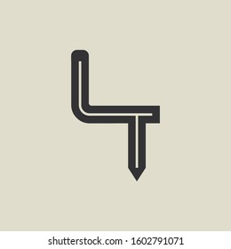Letter LT pencil shape logo design. Link icon in flat style isolated on grey background. Graphic alphabet symbol for your corporate business identity, website, app, UI. Arts logo design inspiration.