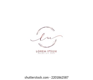 Letter LU Initial handwriting logo with signature and hand drawn style.