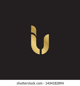 Letter lu linked lowercase logo design template elements. Gold letter Isolated on black  background. Suitable for business, consulting group company.