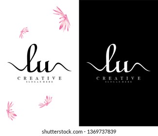 letter lu, ul initial handwriting logo template