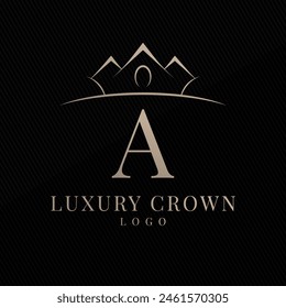 Letter A luxurious crown initial logo template
