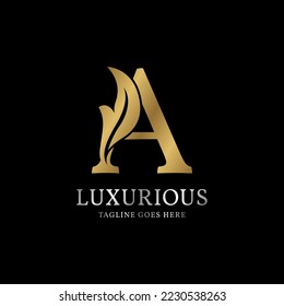 letter A luxurious leaf initial vector logo design element