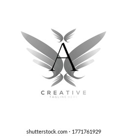 Letter A Luxury Black Thin Wing Logo Template