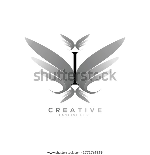 Letter I Luxury\
Black Thin Wing Logo\
Template