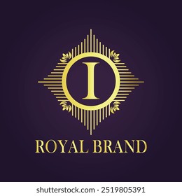 Letra I concepto de logotipo de oro de lujo