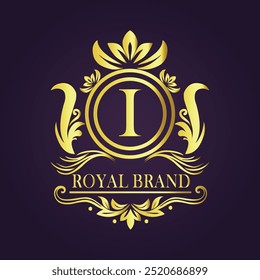 Letra I concepto de logotipo de oro de lujo