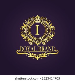 Letter I luxury gold logo concept