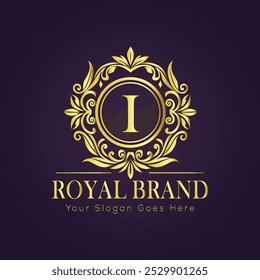 Letter I  luxury gold logo concept