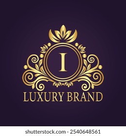 Letter I luxury gold logo concept