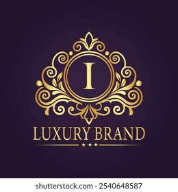 Letter I luxury gold logo concept