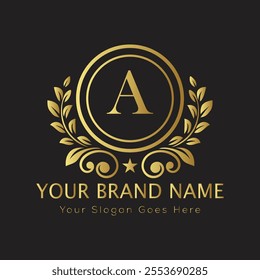 Letter A luxury gold logo concept
