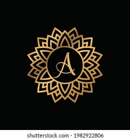 Letter A Luxury Gold Template Monogramm