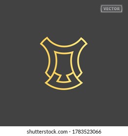 Letter luxury logo with clean golden line. Logo design creative geometric initial with letters MU.