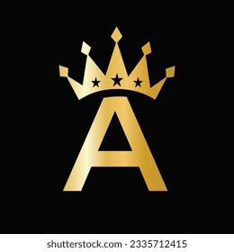 Letter A Luxury Logo With Crown Symbol. Crown Logotype Template